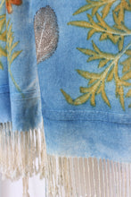 Load image into Gallery viewer, Light Blue Botanical Print Scarf | Indigenous Cotton | Handwoven &amp; Naturally Dyed - 0014A-SY-HT
