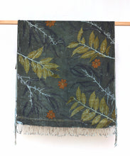 Load image into Gallery viewer, Medium Blue Botanical Print Scarf | Indigenous Cotton | Handwoven &amp; Naturally Dyed - 0013A-SY-HT