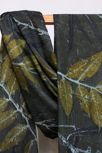 Medium Blue Botanical Print Scarf | Indigenous Cotton | Handwoven & Naturally Dyed - 0013A-SY-HT