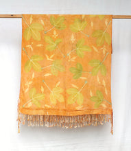 Load image into Gallery viewer, Orange Botanical Print Scarf | Indigenous Cotton | Handwoven &amp; Naturally Dyed - 0010A-SY-HT