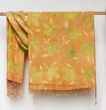 Load image into Gallery viewer, Orange Botanical Print Scarf | Indigenous Cotton | Handwoven &amp; Naturally Dyed - 0010A-SY-HT