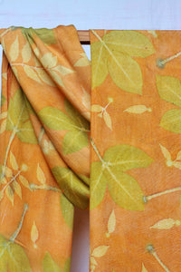 Orange Botanical Print Scarf | Indigenous Cotton | Handwoven & Naturally Dyed - 0010A-SY-HT