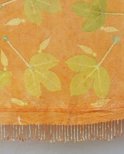 Orange Botanical Print Scarf | Indigenous Cotton | Handwoven & Naturally Dyed - 0010A-SY-HT