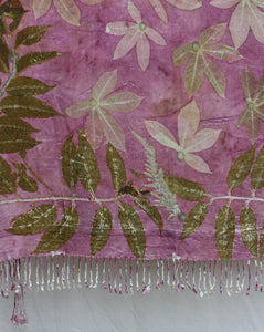 Purple Botanical Print Scarf | Indigenous Cotton | Handwoven & Naturally Dyed - 0012A-SY-HT