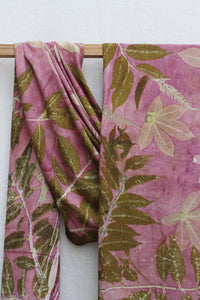 Purple Botanical Print Scarf | Indigenous Cotton | Handwoven & Naturally Dyed - 0012A-SY-HT