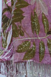 Purple Botanical Print Scarf | Indigenous Cotton | Handwoven & Naturally Dyed - 0012A-SY-HT