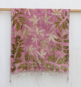 Purple Botanical Print Scarf | Indigenous Cotton | Handwoven & Naturally Dyed - 0012A-SY-HT