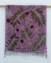 Load image into Gallery viewer, Purple Botanical Print Scarf | Indigenous Cotton | Handwoven &amp; Naturally Dyed - 0012B-SY-HT