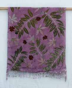 Purple Botanical Print Scarf | Indigenous Cotton | Handwoven & Naturally Dyed - 0012B-SY-HT