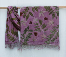 Load image into Gallery viewer, Purple Botanical Print Scarf | Indigenous Cotton | Handwoven &amp; Naturally Dyed - 0012B-SY-HT