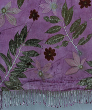 Load image into Gallery viewer, Purple Botanical Print Scarf | Indigenous Cotton | Handwoven &amp; Naturally Dyed - 0012B-SY-HT