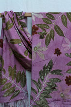 Load image into Gallery viewer, Purple Botanical Print Scarf | Indigenous Cotton | Handwoven &amp; Naturally Dyed - 0012B-SY-HT