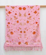 Load image into Gallery viewer, Light Pink Botanical Print Scarf | Indigenous Cotton | Handwoven &amp; Naturally Dyed - 0005A-SY-HT