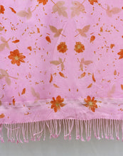 Load image into Gallery viewer, Light Pink Botanical Print Scarf | Indigenous Cotton | Handwoven &amp; Naturally Dyed - 0005A-SY-HT