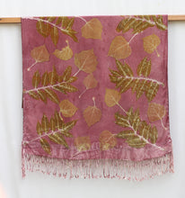 Load image into Gallery viewer, Purple Botanical Print Scarf | Indigenous Cotton | Handwoven &amp; Naturally Dyed - 0012G-SY-HT