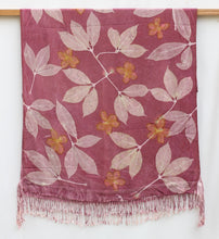 Load image into Gallery viewer, Purple Botanical Print Scarf | Indigenous Cotton | Handwoven &amp; Naturally Dyed - 0012E-SY-HT