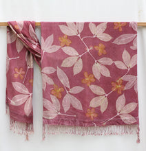 Load image into Gallery viewer, Purple Botanical Print Scarf | Indigenous Cotton | Handwoven &amp; Naturally Dyed - 0012E-SY-HT