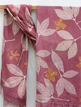 Load image into Gallery viewer, Purple Botanical Print Scarf | Indigenous Cotton | Handwoven &amp; Naturally Dyed - 0012E-SY-HT