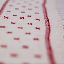 Load image into Gallery viewer, Nomadic Natural White &amp; Red Organic Kala Cotton Shawl Handwoven