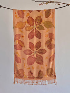 Peach Botanical Print Scarf | Indigenous Cotton | Handwoven & Naturally Dyed - 0018A-SY-HT