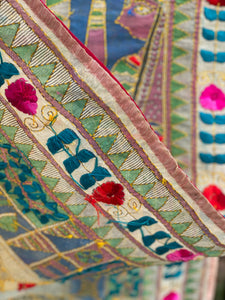 Cream Madhubani Style Handmade Chanderi Cotton Shawl / Throw - B210