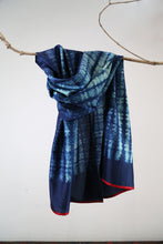 Load image into Gallery viewer, Indigo Miniature Print Bangalore Silk Scarf Staple Hand Dyed