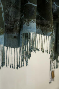 Forest Blue Botanical Print Scarf | Indigenous Cotton | Handwoven & Naturally Dyed - 0013B-SY-HT