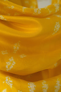 Yellow & Ecru Habotai Silk Scarf Shibori Hand Dyed