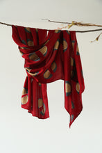 Load image into Gallery viewer, Maroon &amp; Gold Dust Satin Silk Scarf Itajime Hand Dyed