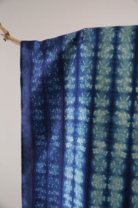 Indigo Miniature Print Bangalore Silk Scarf Staple Hand Dyed