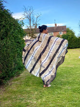 Load image into Gallery viewer, Sand x Black Habotai Silk Scarf | Large Fine-Weave | Itajime Hand Dyed | By Khatri Brothers Bhuj, India