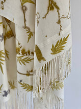 Load image into Gallery viewer, White Botanical Print Scarf | Indigenous Cotton | Handwoven &amp; Naturally Dyed - 0020C-SY-HT