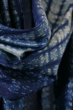 Load image into Gallery viewer, Indigo Miniature Print Bangalore Silk Scarf Staple Hand Dyed
