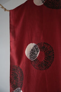 Rust Red Multi Circle Bangalore Silk Scarf Shibori Hand Dyed