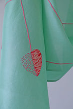 Load image into Gallery viewer, Sage x Pink Appliqué Bangalore Silk Scarf Itajime Hand Dyed