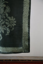 Load image into Gallery viewer, Charcoal Mughal Motif Satin Silk Scarf Shibori Hand Dyed
