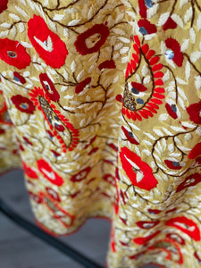 Yellow x Red Large Handmade Sheer Georgette Wrap / Throw - B481