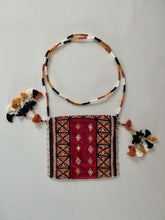 Load image into Gallery viewer, Heritage Art Silk Rabari Handbag Black Organic Cotton Yarn Hand Embroidery with mirrors tassels Glass Beads &amp; Hand Wound Shoulder Strap