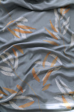 Load image into Gallery viewer, Moonlight Silver &amp; Ochre Habutai Silk Scarf Shibori &amp; Kantha Hand Dyed