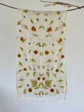 Load image into Gallery viewer, White Botanical Print Scarf | Indigenous Cotton | Handwoven &amp; Naturally Dyed - 0020D-SY-HT