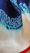 Load image into Gallery viewer, Indigo Chevron Shibori Habotai Silk Scarf Hand Dyed