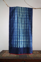 Load image into Gallery viewer, Indigo Miniature Print Bangalore Silk Scarf Staple Hand Dyed