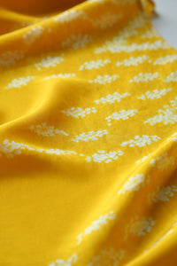 Yellow & Ecru Habotai Silk Scarf Shibori Hand Dyed