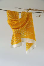 Load image into Gallery viewer, Yellow &amp; Ecru Habotai Silk Scarf Shibori Hand Dyed