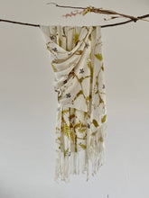 Load image into Gallery viewer, White Botanical Print Scarf | Indigenous Cotton | Handwoven &amp; Naturally Dyed - 0020C-SY-HT