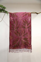 Load image into Gallery viewer, Purple Botanical Print Scarf | Indigenous Cotton | Handwoven &amp; Naturally Dyed - 0012D-SY-HT