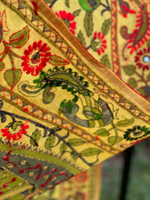 Load image into Gallery viewer, Yellow Madhubani Style Handmade Chanderi Silk Shawl / Throw - B195