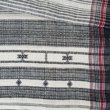 Load image into Gallery viewer, Handwoven Kutch Shawl Natural White Black &amp; Red Organic Kala Cotton Shawl