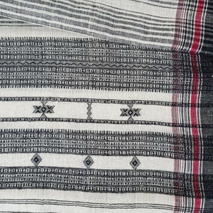 Handwoven Kutch Shawl Natural White Black & Red Organic Kala Cotton Shawl
