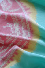 Load image into Gallery viewer, Aqua Bamboo Habotai Silk Scarf Shibori Hand Dyed